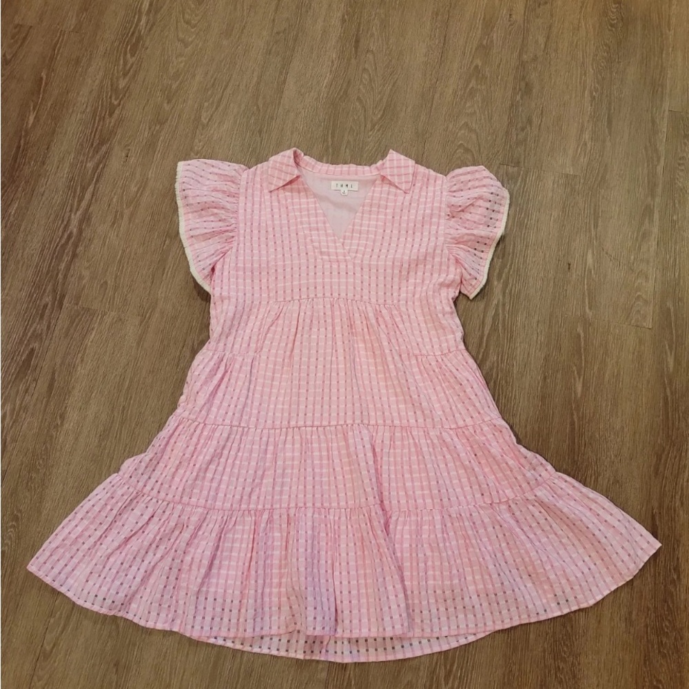 THML Pink Tiered V-Neck Dress